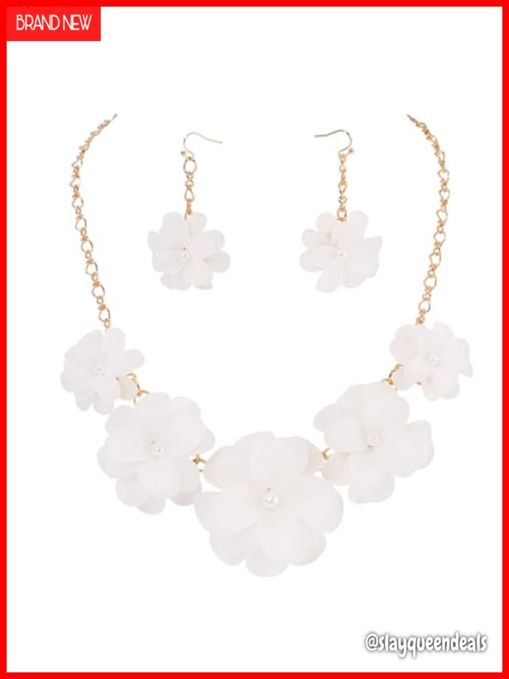 Vibrant Floral Statement Bib Necklace & Earring Set - Acrylic Handmade